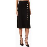 Elisabetta Franchi Triko Jewel Button Detaylı, Sofistike Midi Etek - Siyah - 42