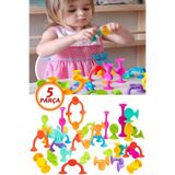 elisalife 5 Parça Vantuzlu Vakum Molekül Yapı Silikon Taşları Popit Eğitici Oyuncak Squigz Puzzle Yapboz