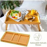 Elisarise Katlanır Ayaklı Bambu Tepsi – Katlanır Ayaklı Yatak Tepsisi - Kahverengi