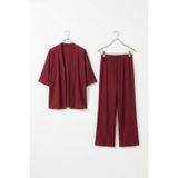 Elisho Bürümcük Kumaş Pantolon İkili Takım Kimono