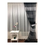elision home Düz Tül Perde - Ekru Renk -Etek Katlamalı, 250x270, Seyrek Pile, 1/2