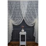 elision home Ekru Rengi Şal Desen Kruvaze,(Boncuklu), Salon,Mutfak,Yatak Odası, Her Odaya Uygun Tül Perde