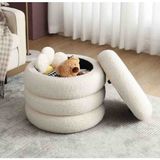 Elissa Home Bukle Puf 4lu Sandıklı , Teddy , Beyaz