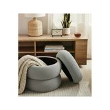 Elissa Home Bukle Puf Sandıklı , Boum Puf , Makyaj Pufu , Saklama Alanlı , Açık Gri Renk 40 X 45
