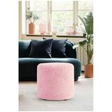 Elissa Home Lisa Puf Toz Pembe Tedy Kumaş Silindir Dekoratif Pufidik Puf Bench 42 X 42
