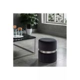 Elissa Home Luxery Puf - Antrasit Spor Dikişli Gümüş Detaylı Silinebilir Kadife Kumaş Modern Lüx Puf-Makyaj Pufu 38 X 43