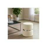Elissa Home Luxery Puf - Krem Spor Dikişli Gümüş Detaylı Silinebilir Kadife Kumaş Modern Lüx Puf - Makyaj Pufu 38 X 43