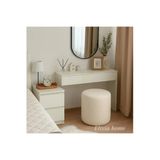 Elissa Home Makyaj Pufu Teddy Kumaş Kırık Beyaz Ayak Uzatma Pufu Tabure Bench 45 X 40