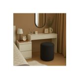 elissa home Makyaj Pufu Teddy Kumaş Siyah Ayak Uzatma Pufu Tabure Bench