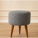 Elissa Home Peluş Puf Ahşap Ayak - Gri
