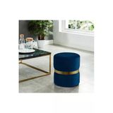 Elissa Home Prada Puf - Lacivert Spor Dikişli Gold Detaylı Silinebilir Kadife Kumaş Modern Lüx Puf-Makyaj Pufu 38 X 43