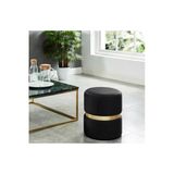Elissa Home Prada Puf - Siyah Spor Dikişli Gold Detaylı Silinebilir Kadife Kumaş Modern Lüx Puf-Makyaj Pufu 38 X 43