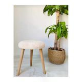 Elissa Home Retro Ağaç Ayak Rahat Oturum Alanlı Krem Renk Puf Tabure Bench Makyaj Pufu 35 X 45
