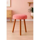 Elissa Home Retro Ağaç Ayak Rahat Oturum Alanlı Puf Tabure Bench Makyaj Pufu -Toz Pembe 35 X 45