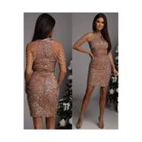 elissaa HALTER YAKA KOLLARI TAŞ DETAYLI MİNİ ABİYE ELBİSE