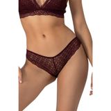 Elisse Kadın Dantelli Tanga Külot, Bordo Polyamid Kumaş, Hafif ve Esnek, Nefes Alabilir, Minimal Tasarım (Medium)