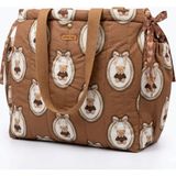 elisss bag Ayıcıklı Kadın Çantası 4 Cepli %100 Pamuk Piknik Çantası Teddy Dream Bag Büyük Boy Çanta Lunchbag Anne Bebek Bakım Çantası - 0-Kahverengi