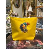elisss bag Duck Keten Pamuk Kumaş Balon Figürlü Sarı Çıtçıtlı Piknik Çantası Plaj Çantası Bebek Çantası Günlük Çanta - 42x35 cm