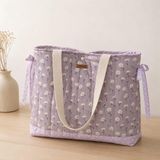 Elisss Bag Omuz Çantası, Mor Çiçekli,%100 Pamuk, Plaj, Bebek Bakım, Piknik ve Lunchbag Kullanımı (mor)