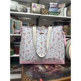 Elisss Bag Omuz Çantası, Yeşil Çiçekli,%100 Pamuk, Plaj, Bebek Bakım, Piknik ve Lunchbag Kullanımı