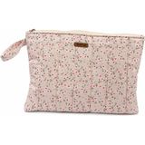 elisss bag Pembe Çiçek Desenli Macbook Ipad Tablet Laptop Taşıma Çantası Düzenleyici Fermuarlı Kulplu %100 Pamuk