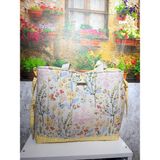 elisss bag Sarı Çiçek Desenli Kadın Çanta, Piknik Çantası, Lunchbag, Bebek Çantası, Plaj Çantası %100 Pamuk - Sarı - 1. Stil