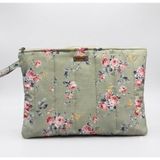 Elisss Bag Yeşil Çiçek Desenli MacBook, iPad, Tablet ve Laptop için Taşıma Çantası, Fermuarlı, Kulplu (yeşil2)