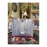 Elisss Design Açık mavi Piknik çantası, Bebek Çantası, Plaj Çantası, Lunchbag, Çiçek Desenli Kadın Çantası %100 pamuk