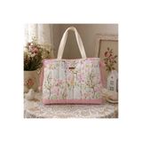 Elisss Design Beyaz Piknik çantası, Bebek Çantası, Plaj Çantası, Lunchbag, Çiçek Desenli Kadın Çantası %100 pamuk