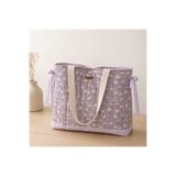 Elisss Design Lila Piknik çantası, Bebek Çantası, Plaj Çantası, Lunchbag, Çiçek Desenli Kadın Çantası %100 pamuk