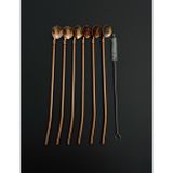 Elista 6'lı Bronz Pipetli Latte Kaşığı Kokteyl Kaşığı Ve Temizleme Fırçası, 22 Cm