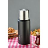 Elista 750 ml Çift Katlı Çelik Termos-24 Saat Sıcak, 48 Saat Soğuk,(Kamp, Piknik, Ofis, Seyahat) - Siyah - 0,75 lt