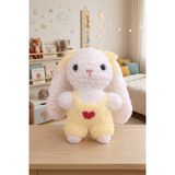 Elista Amigurumi Kadife Örgü Küçük Boy Oyuncak Tavşan Beyaz Boy 20 cm En 15 cm Kulak 13 cm