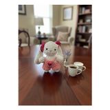 Elista Amigurumi Kadife Örgü Küçük Boy Oyuncak Tavşan Beyaz Boy 8 cm En 6 cm Kulak 5 cm