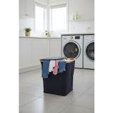 Elista Bambu Çerçeveli 100 Litre Kapaklı Katlanabilir Çamaşır Sepeti, 2 Bölmeli Kirli Sepeti (60x54x33)