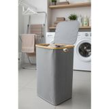 Elista Bambu Çerçeveli 75 Litre Kapaklı Katlanabilir Kirli Çamaşır Sepeti, (60x40x30)