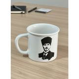 Elista Porselen Kupa Atatürk Desenli 250 cc - Beyaz - 250 ml