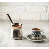 Elista Telveli 6 Kişilik Ahşap Saplı Döküm Cezve - Indüksiyonlu Ocaklara Uyumlu 500 ml - Bakır