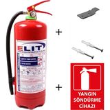 Elit 6 Kg Ruhsata Uygun Kkt Yangın Söndürme Tüpü Askı Aparatı ve Yangın Söndürücü Levhası