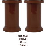 Elit Ayak, 10 Cm, Kahverengi, Plastik, Masa, Baza, Yatak, Koltuk, Kanepe Ayağı, Montaj Vidalarıyla (2 Adet)