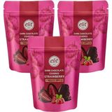 Elit Çikolata Bitter Çikolata Kaplı Freeze Dried Bütün Çilek Draje 80G 3lü Set (3X80G)