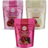 Elit Çikolata Çikolata Çikolata Kaplı Freeze Dried Bütün Çilek Draje 80G 3lü Set