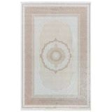 Elit El002a Krem Halı Toprak Kenar Çerçeveli Göbekli Ince Yumuşak Akrilik Tozuaz Modern Salon Halısı 80 X 150 A.krem-Vızon