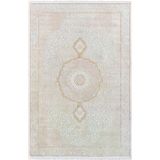 Elit El004s Krem Halı Gold Detaylı Göbekli Kenar Çerçeveli Ince Yumuşak Akrilik Tozuaz Modern Salon 100 X 200 A.krem-Gold