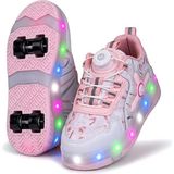 Elit EYL034 Pudra Rgb LED Çocuk Işıklı Çıkarılabilir Tekerlekli Paten Ayakkabı