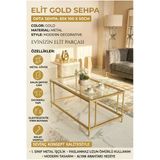 Elit Gold Orta Sehpa Şeffaf Camlı 54 X 94 Cm, Yükseklik 50 Cm Modern Dekoratif