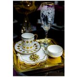 ELİT HOME Elit Home Özel Tasarım Porselen Gold Detaylı Sunumluk&Hediyelik Kahve Yanı Lokumluk&Şekerlik