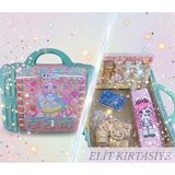 Elit Munis Gift Box Yeşil Pembe Valiz Set - Açık Yeşil - MUNİS GİFT BOX YEŞİL PEMBE VALİZ SET