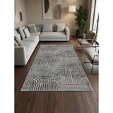 Elit Osso Gri Beyaz Kabartmalı Kaymaz Taban Yıkanabilir Kesme Yolluk Halı - Gri - Beyaz - 100 x 680 cm
