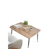 Elit Oval Atlantik Çam Masa Orta Sehpa Metal Firkete Ayaklı 50X90 Cm